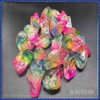紫南宮過爐 開光 水晶原石七彩水晶石寶石純天然彩虹女媧石五彩石魚缸石彩色粉晶紫