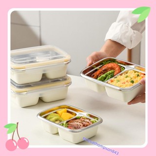 304食品級不銹鋼適用微波爐飯盒保鮮沙拉水果燕麥盒冰箱冷藏密封便噹盒學生上班族專用分格帶飯餐盒露營方盒teresatho