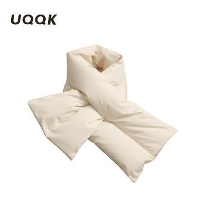 臺灣出貨 免運 圍巾 日系極簡風純色羽絨圍巾 白鴨絨填充交叉款圍領 男女通用韓版圍脖 通勤休閒搭都合適 秋冬禦寒必備！