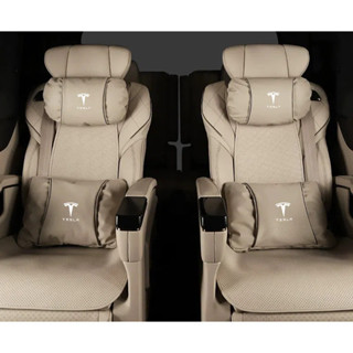 ❤️熱銷款❤️Tesla專用頭枕腰靠 真皮護頸枕 汽車靠墊 車用內飾用品 四季通用 全系列通用