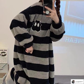🔥臺灣出貨🔥Smile💛韓版ins睡裙 珊瑚絨睡裙女秋冬季長袖中長款過膝睡衣加厚法蘭絨保暖春秋家居服