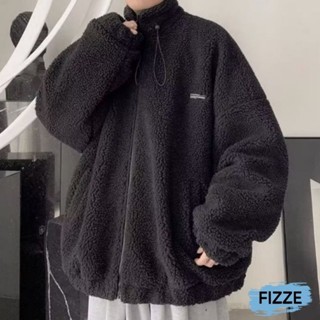 羊羔絨男外套 毛絨外套 運動休閒潮牌外套 棉服棉衣 韓版上衣 情侶外套 連帽開衫 BCbQ5110【FIZZE】