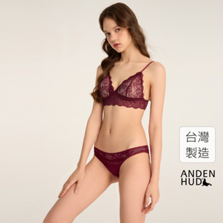 【Anden Hud】牡丹之海．全網紗蕾絲中腰三角內褲(好運紅-繁花) 臺灣製