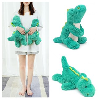 促銷❤3748釐米綠色恐龍毛絨公仔房間裝飾毛絨動物靠墊軟綠龍擁抱玩具卡哇伊枕頭生日禮物