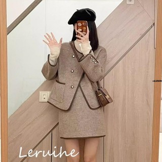 ✨U家女裝✨M-4XL 氣質套裝 大尺碼女裝 冬天女裝 秋冬女裝 大尺碼套裝 秋冬套裝 兩件套女裝 小香風毛呢外套+半身