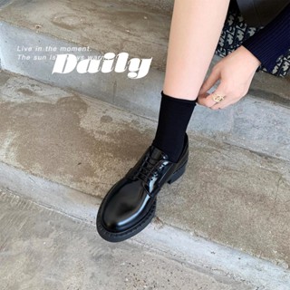 樂福鞋 牛津鞋 德比鞋 懶人鞋 真皮 氣質 簡約 Ins👞 英倫風係帶圓頭牛津鞋粗跟厚底德比