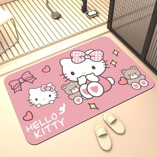 地墊 地毯🎀 Kitty貓衛生間吸水地墊卡通門口浴室矽藻泥防滑墊春日廁所腳墊 軟地墊 腳踏墊 防滑墊