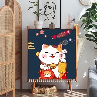【Hao鉆居家時尚賣場】門簾卡通廚櫃簾廚房日式長櫥櫃簾免打孔魔鬼氈櫃簾遮擋簾遮醜簾日式櫃簾招財貓櫃簾擋煞簾風水短櫃簾