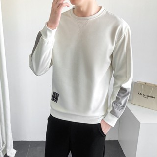 Annie💖M-4XL秋季男生上衣 長袖大學T 休閒上衣 大學T男 長袖上衣 素色大學T 圓領大學t 學院風上衣 打底