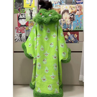 小酒窩可愛搞怪加厚珊瑚絨睡衣睡袍女冬季加厚保暖寬松連帽家居服【Jsna皇后】