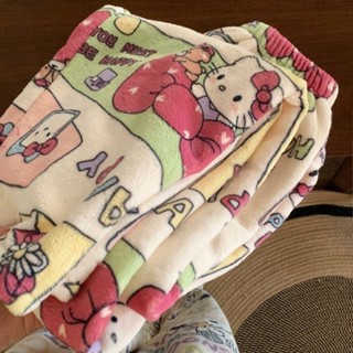 🌸臺灣限價免運🌸鹿鹿 加厚法蘭絨睡褲新款可愛珊瑚絨睡褲hellokitty保暖毛絨可外穿單褲