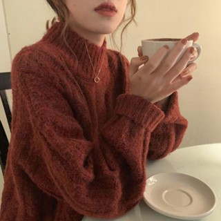 桃園出貨日係溫柔風麻花毛衣女秋冬設計感小眾慵懶風加厚半高領針織衫上衣臺灣賣家