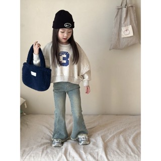 免運💖女童長袖衣服上衣韓版童裝女童寬鬆衛衣女秋季數字複古美式字母短款上衣潮