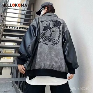 🔥皮外套 飛行員外套 皮衣外套 騎士外套 翻領 黑色 穿搭 立領 皮革 皮衣 素麵 春秋美式複古麂皮絨拚接PU皮衣外套