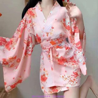 【滿198出貨】日式全套性感浴袍 櫻花性感純欲風和服睡袍 性感女睡衣 印花浴衣 可愛睡衣 日系櫻花和服睡袍