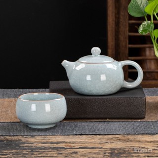 💥臺灣出貨💥冰花釉汝窯茶壺 泡茶壺 單壺 汝瓷開片可養茶壺 戶外旅行茶具 冰花茶具套裝 家用泡茶壺 泡茶壺 手工茶器