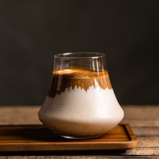 咖啡時光 咖啡杯 咖啡 馬克杯 咖啡用品 杯子 日式富士山dirty咖啡杯ins透明火山杯網紅水晶玻璃杯澳白拿鐵杯子 B