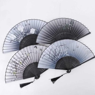 【臺灣出貨】5寸 6寸 印花 絹布 綾絹 古風 摺扇 E 迷你 學生 折疊 夏天 扇子 古典 小 夏日扇子 學生扇子