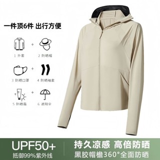 免運🎀 UPF50+冰絲帽簷可拆防曬衣女款 2025夏季新款透氣罩衫外套 防紫外綫 騎車 薄外套 透氣 防曬外套抗uv
