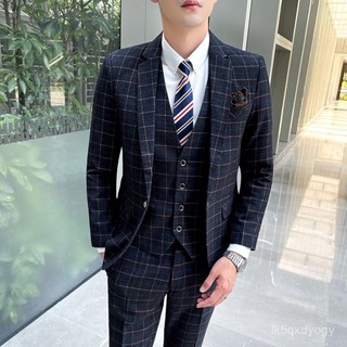 🔥商務西裝男套裝 休閒西裝套裝 男春秋西裝套裝 男西裝外套+西裝褲 高階感輕奢男套裝男士休閒西服套裝韓版修身小西裝外套