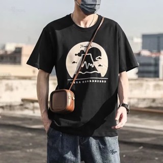 潮流印花短袖T恤男 夏季新款 寬鬆 大碼 休閒 五分袖短t 韓系 簡約百搭 半袖 印花t 上衣（HLT420）【壹號站】