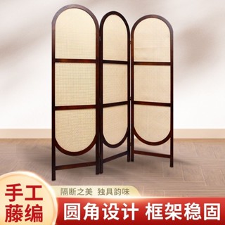 屏風 屏風隔斷 實木屏風 中式藤編實木屏風客廳餐廳臥室入戶玄關遮擋移動原木簡約折屏屏風