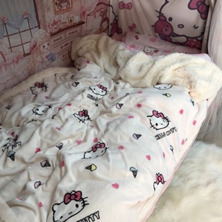 [新款上市] 可愛風kitty保暖毛毯牛奶絨被套單件 羊羔絨加厚學生單人毯子蓋毯 冷氣毯 毛毯 毯子 保暖毯 暖毯 被子