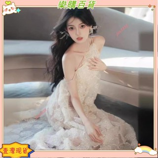 🔥臺灣出貨+發票✨ 新娘結婚禮服晨袍洋裝長裙女新掛脖仙氣訂婚裙海邊度假時尚潮流輕婚紗🔥超優惠✨
