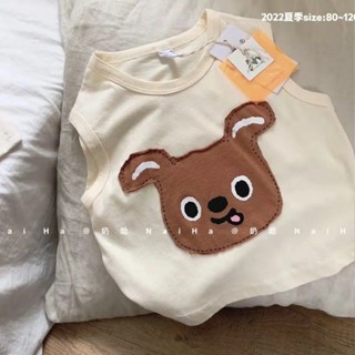 Molly🎏兒童背心可愛小狗夏季純棉男女童寶寶上衣 新款百搭無袖T恤潮