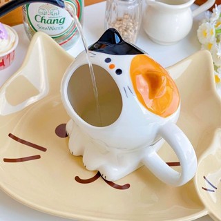 創意馬克杯 可愛陶瓷杯子【1332人收藏】貓咪陶瓷杯送吸管學生馬克杯可愛筆筒女生化妝刷牙刷收納杯咖啡杯 送人必備