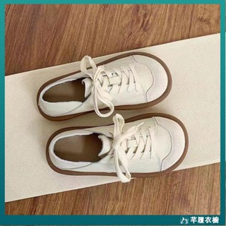 網紅爆款·森係小白鞋 可愛學院風休閒鞋子 醜萌大頭鞋 軟底舒適懶人鞋 可踩跟單鞋 平底拚皮小皮鞋 文藝小眾女LD22