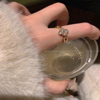 爆款戒指💍 【1.1萬人收藏】小清新花朵四葉草戒指女in風s韓國甜美精緻鑲鋯石開口可調節食指