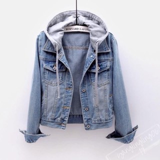 【臺灣出貨】實拍女裝衣服 女生衣著牛仔衣 韓版連帽外套 丹寧牛仔外套上衣 2025牛仔短外套女短版春秋韓版新款長袖緊身連