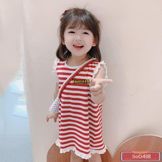 桃園發貨👉 童裝 ins風 女童 T恤 背心裙 夏裝 可愛 洋氣 兒童夏款小童 連衣裙 5歲小女孩 公主裙子/免運