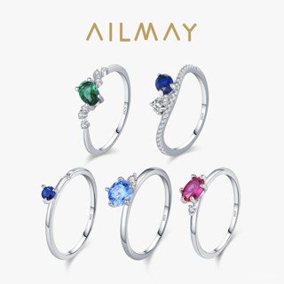 AILMAY✨正品授權✨香港直發S925純銀新款幾何設計彩色鋯石戒指女小眾百搭日常通懃佩戴手飾品