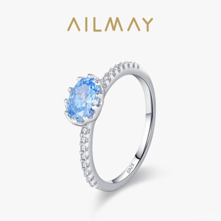 AILMAY✨正品授權✨香港直發S925純銀新款小清新海藍寶石戒指女簡約設計橢圓形食指指環 女生戒指 韓版戒指
