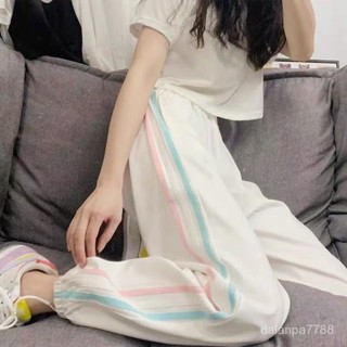 ❤️女生長褲 休閒褲 大尺碼長褲 顯瘦長褲 鬆緊腰 高腰褲 運動褲女寬鬆九分束腳春季夏季燈籠衛褲小個子顯瘦白色休閒褲子