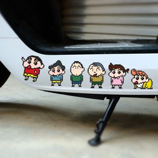 臺灣出貨💞【1.5萬人收藏】蠟筆小新貼紙電動車摩託車身遮擋颳痕裝飾外殻車貼畵可愛畫素貼花