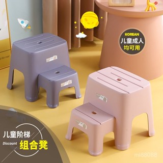 【店鋪熱銷】防滑兒童凳子家用組閤踏腳凳塑膠墊高凳大小號學習凳可愛坐凳矮凳