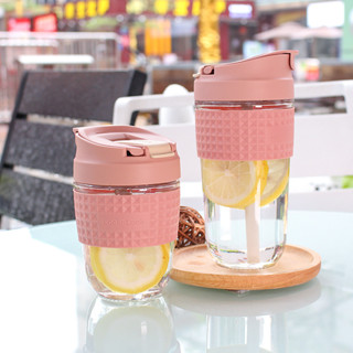 【新品推薦】樂扣玻璃咖啡杯高顏值水杯女士杯子辦公室網紅吸管杯雙飲杯禮品