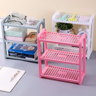 【新品推薦】塑膠收納架三層學生書桌文具置物架廚房衛浴化妝品整理收納儲物架