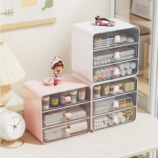 【新品推薦】卡通桌面收納盒抽屜式多功能化妝品儲物盒學生文具整理盒子置物架