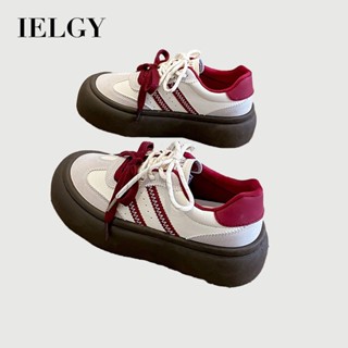 IELGY 2025新年安可拉紅女厚底新款學生百搭小眾復古休閒運動鞋