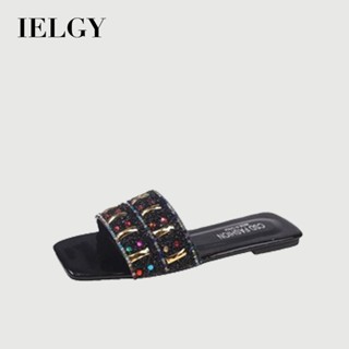 IELGY 夏季新款女款全鑽平底拖鞋時尚戶外沙灘鞋