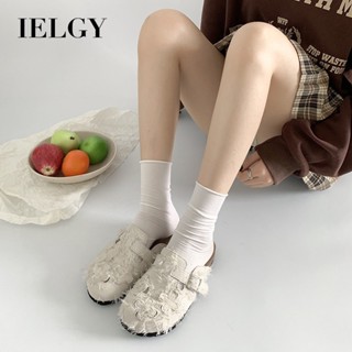 IELGY 厚底女式露趾半拖鞋百搭復古拖鞋