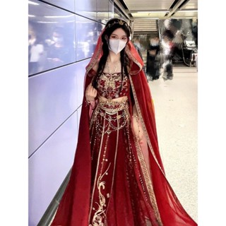 品質優選 大漠公主異域風情襦裙舞臺服裝繡花敦煌飛天西域風攝影國風宮廷風 改良漢服 日常可穿 漢元素