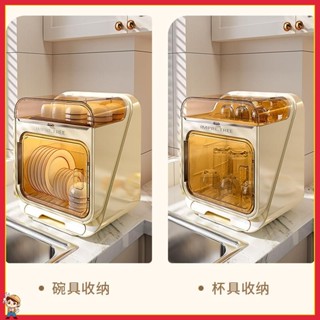 臺灣出貨 碗筷收納盒 放碗碟收納架 廚房家用收納架 多功能瀝水架 帶蓋瀝水架 廚房置物架 碗櫃收納 廚房桌面收納