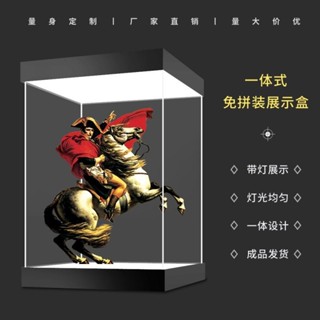 【盒子行動】 公仔展示盒 亞克力收納盒 泡泡瑪特 一體式帶燈 亞克力 高透明玻璃 展示盒 手辦模型 高達防塵罩充電定製做