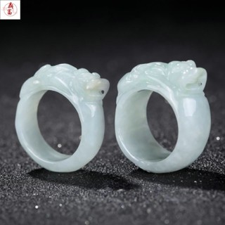 玉戒指 天然玉石翡翠貔貅扳指冰糯種戒指招財指環貔貅玉戒指男款