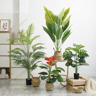 滿額免運 模擬綠植擺件龜背竹盆栽葉子客廳小型落地植物高階輕奢室內假花樹